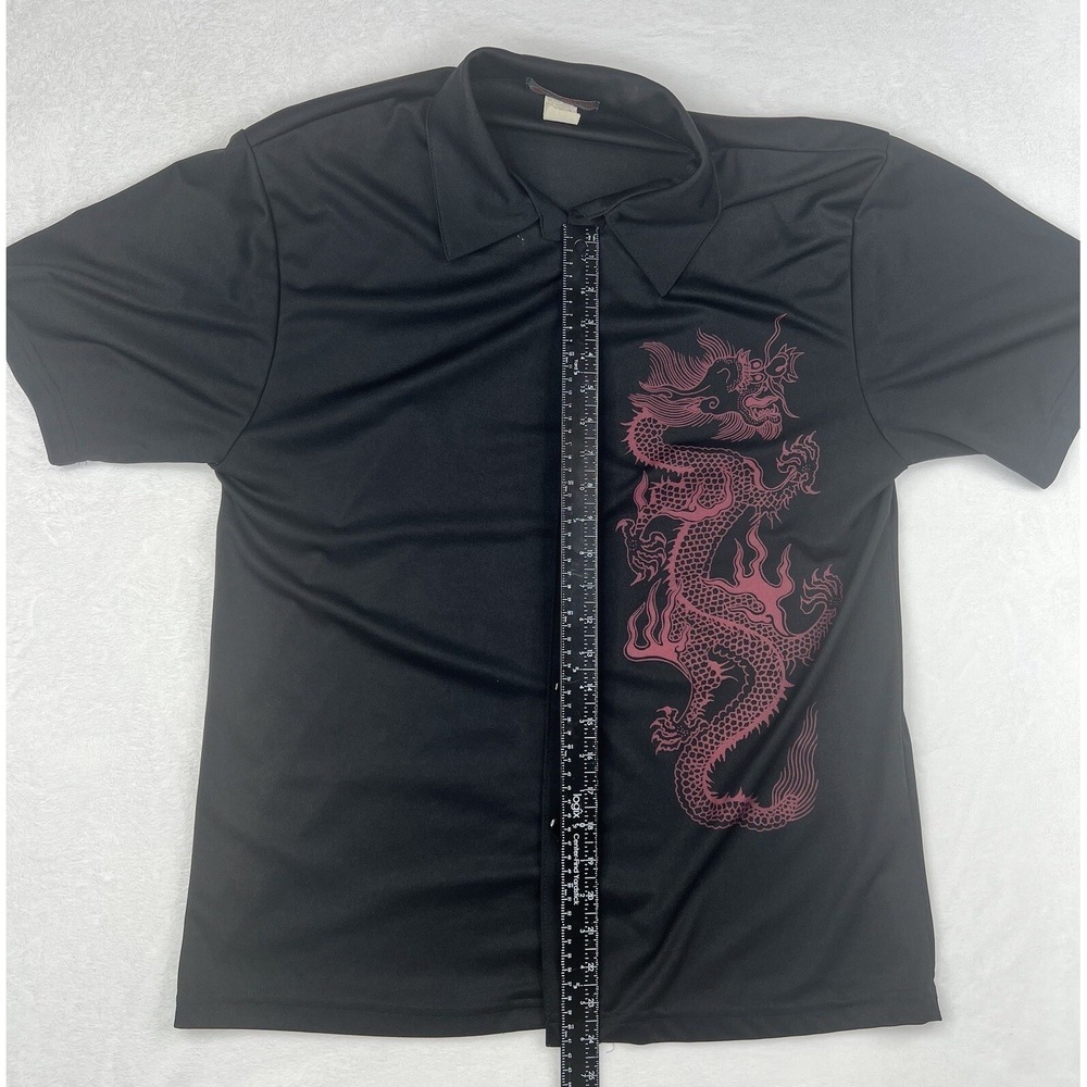 Dangerous Willie Shirt Dragon Men's M Black Short Sleeve Button Made in USA VTG - Picture 5 of 9